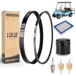 10L0L Golf Cart Tune Up Kit with Drive Belt & Starter Generator Belt for 1997-Up Club Car DS Gas Model W/ FE290 FE350 Kawasaki Engine Include Air Filter Oil Filter Fuel Filter Spark Plug