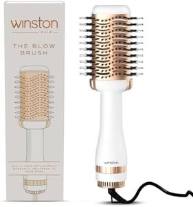 Winston 2-in-1 Hair Styling Blow Brush for Women - 1200 Watts | Hot Air Brush, Hair Volumizer Brush, Hair Blow Dryer Brush with Charcoal Bristles for Salon-Quality Volume and Shine (White) - 1-Year Warranty