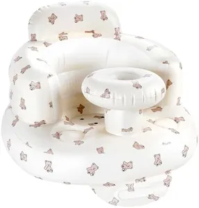 Hvygss Inflatable Baby Seat with Tray, Comfortable Sit Me Up Floor Seat for Baby Learning to Sit, Portable Built in Air Pump Back Support Blow Up Infant Floor Chair for Babies 3 Months