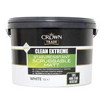 10lt Crown Clean Extreme, Stain Resistant, Scrubbable Matt White Emulsion Paint for Walls and Ceilings