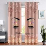 BSPPTI Hello Gorgeous Curtain Eyelashes Curtains Floral Flowers Eyes 42"x84" Thermal Insulated Room Darkening Curtains with Grommets 2 Panels Windows Drapes for Bedroom CLDWSP0382