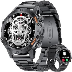 Military Smart Watch for Men(Answer/Dial Calls),100 Sports Modes, 5ATM Waterproof Fitness Watch with Heart Rate/SpO2/Blood Pressure for Android and iOS,1.39''HD DIY Screen Smartwatch Black