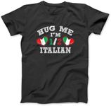 Hug Me I'm 1/2 Half Italian Funny American Italian T-Shirt Sweatshirt Hoodie for Men Women Kids Made in Canada Black