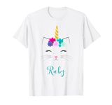 Ruby Name Gift - Personalised Cat Unicorn T-Shirt