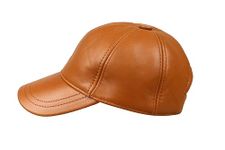 HATSQUARE Genuine Leather Baseball Cap Adjustable Soft Feel Dad Plain Hat Stylish Classic for Women Men Unisex (Tan)