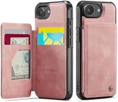 Vinich for iPhone 16e Wallet Case with Card Holder, RFID Blocking Credit Slots Kickstand Shockproof Phone Cover for Women Men, Rose Pink
