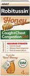 Robitussin Honey Adult Maximum Strength Cough + Chest Congestion DM Max, Non-Drowsy Cough Suppressant & Expectorant, Real Honey, 4 fl. oz. Bottle