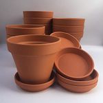 Weston Mill Pottery [F13/S11] Traditional Terracotta Plantpots With Saucers - large 13cm - pack of 10