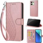 KENHONER Phone Case for Xiaomi Redmi Note 13 4G Case, Premium Leather Shockproof Protective Wallte Cover with Card Slots Kickstand Phone Case Compatible Xiaomi Redmi Note 13 4G Rose Gold