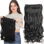 MoonEyes Curly Black Hair Extension For Women and Girls in 5 Clips, 24 inch