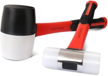 WOTAHI 2-Piece Rubber Mallet Hammer Set-16 oz. White and Black Rubber Mallet and 35 mm Dual Nylon Head Installation Hammer, Soft Grip Fiberglass Handle, Double-faced Non-marring and Solid Head