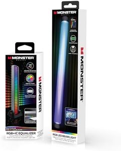 Computer Lighting Bundle: 12" Rechargeable Multicolor LED Beam Light + 7" Sound Reactive Equalizer Light Bar, Xtreme Easy Assembly