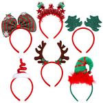 Ruisita 6 Pack Christmas Party Headbands Elves Party Hats Headwear Reindeer Costume Headbands for Holiday Party Favors