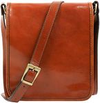 Time Resistance Italian Leather Messenger Bag for Men - Full Grain Leather Men's Crossbody Bag - Tablet Sized Shoulder Bag