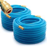 DEUBA® 2X 20m Compressed Air Hose Fabric Reinforced PVC | 15 Bar 1/4' Quick Coupler Connection | 6mm Internal Diameter 13mm External Diameter | Compressor Line for Pneumatic Tools | Blue