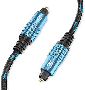 Ultra HDTV Premium Toslink Optical Audio Cable Digital Cable with Kink Protection Nylon Sheath, Strain Relief and Full Metal Connectors with Perfect Fit (Including Protective Caps) (5 Metres)