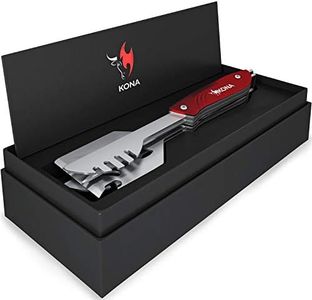 Kona Tailgater Grilling Accessories for Men - 6-in-1 BBQ Tool Set Includes Stainless Steel Spatula, Fork, Tongs & More - Heavy-Duty, Removable - Perfect Grill Gift in Premium Box