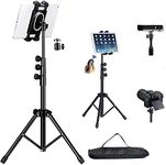 Tripod Floor Stand for iPad Pro/iPhone/Projector/DSLR NUPod Aluminum Lightweight Max Height 68" w. 360° Ball Head & Cellphone Holder & Remote for Phones, iPad Pro, Suface Pro, NUStand etc.