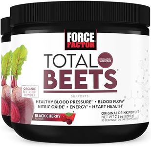 Force Factor Total Beets Superfood Beet Root Powder 2-Pack, Nitrates to Support Circulation, Blood Flow, Nitric Oxide, Energy, Endurance, Stamina, Cardiovascular Heart Health Supplement, 60 Servings