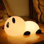 SALUOKE Panda Night Light Kids 7-Color: Rechargeable Silicone Squishy Nightlight, 30Min Timed Touch Night Lamp, Cute Wireless Baby Light, Nursery Decor Bedroom Lampe - for Toddler & Children