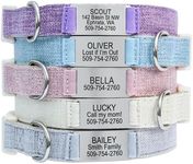 GoTags Personalized Cotton Hemp Dog Collar with Custom Engraved Nameplate, Silent No Noise Pet Dog Tag for Small, Medium, and Large Dogs