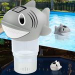 Chsuiwe Pool Chlorine Floater, Solar Shark Floating Pool Chlorine Dispenser with Adjustable Release, Chlorine Tablet Floater for 4 * 3'' Tablets, Pool Tablet Holder for Swimming Pool, Hot Tub, Spa