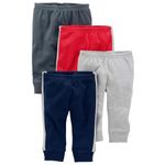 Simple Joys by Carter's Baby Boys 4-Pack Pant, Grey/Blue/Red Side Stripe, 24 Months