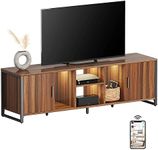 EUREKA ERGONOMIC TV Stand Cabinet with LED Lights Wooden TV Cabibent with Metal Frame Adjustable Shelves Entertainment Media Center with Storage, Smart APP Modern Industrial