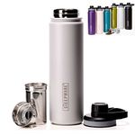 The Tea Spot Steepware Tea Tumbler,Tea Thermos, 22oz, Fog Grey- Travel Bottle with Tea Infuser for Loose Leaf Tea or Iced Coffee - Sleek Double-Walled Insulated Bottle