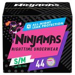 Pampers Ninjamas Nighttime Bedwetting Underwear Girls Size S/M (38-65 lbs) 44 Count (Packaging & Prints May Vary)