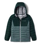 Columbia Kids Boys Powder Lite Hooded Jacket, Metal, Spruce, XL