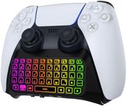 MoKo RGB Backlight Keyboard for PS5 Controller, Bluetooth Wireless Mini Gamepad Chatpad for PlayStation 5 with Upgraded Built-in Speaker & 3.5mm Audio Jack for PS5 Controller Accessories