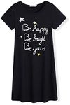 Arshiner Girls Nightgowns Short Sleeve Soft Cotton Cute Letter Graphic Pajama Sleep Dress for Kids 5-6 Years