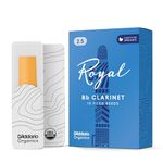 D'Addario Organic Royal Bb Clarinet Reeds, Strength 2.5, 10-Pack