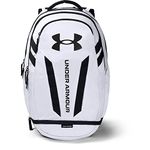 Under Armour Hustle Backpack, White (100)/Black, One Size Fits All