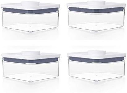 OXO Good Grips POP - Contenedor hermético para alimentos, 1.1 cuartos de galón cuadrado (paquete de 4)