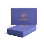 WiseLife Pro Yoga Block | Yoga Brick (Regular Size), High Density Premium TPE Foam Material, Soft Surface, Triple Layer for Optimum Balance, Support & Cushion (BLUE- PACK OF 2)