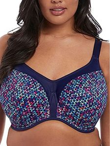 Elomi Women's Energise Sports Bra: High Impact Support. Non-Compression Design, Racerback Option. UK Sizes D-K, US Sizes D-O, Navy Geo, 18J