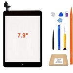 JPUNG Touch Screen Replacement for iPad Mini 1/iPad Mini 2 Digitizer (Black), with Home Button, Full Repair Kit,Camera Holder.