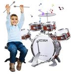 Toy Drum Set for Kids Toddler Jazz Drum Kit with 5 Drums Percussion Musical Instruments Toys for 3 4 5 Year Old Boys Girls Gifts Ages 3-5