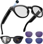 AI Smart Glasses with Camera, 2K Camera Glasses,12MP Video Recording Glasses, Real Time Translation, AI Voice Assistant,Sunglasses with 3 Pack Lenses - Photochromic Lenses,Purple and Blue Lenses