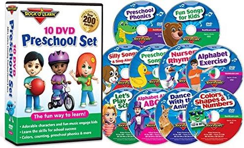 10 DVD Preschool Set by Rock 'N Learn (Alphabet, Colors, Shapes, Counting, Preschool Phonics, Get Ready for School, Nursery Rhymes)