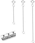 3 Pcs 925 Sterling Silver Box Chain Necklace Extenders | Durable Strong Removable Necklace Bracelet Anklet Extension Jewelry Making Chains (2 3 4 Inch, 0.8mm)