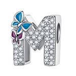 Complete A~Z Alphabet Charm Letter Beads Solid 925 Sterling Silver with Cubic Stones Flower Butterfly fits European Bracelets Necklace Women Jewelry Gift Options