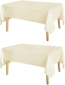 JIUZHEN 2 Pack Faux Linen Farmhouse Tablecloth Rectangular, Wrinkle Stain Resistant Table Cloth Rectangle Table Cover for Kitchen Dining, Champagne, 52 x 70 Inch