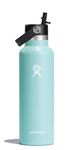 HYDRO FLASK - Water Bottle 621 ml (21 oz) - Vacuum Insulated Stainless Steel Water Bottle with Flex Straw Cap - BPA-Free - Standard Mouth - Dew