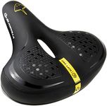 GLAMVILLA Comfort Gel Bike Seat Wide Bicycle Saddle Excersice Bike Seat Cushion Soft Bicycle Saddles Comfort Bicycle Seats Cushion for Man Women Waterproof Bike Seat Replacement (Yellow)