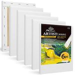 PHOENIX Professional Stretched Canvas for Painting - 11x14 Inch/6 Pack 3/4 Inch Profile, 100% Cotton 12 Oz. Heavy Duty Gesso Triple Primed White Blank Artist Canvases for Oil & Acrylic Paints