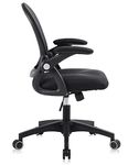 GERTTRONY Ergonomic Office Chair Chaise Task with Lumbar Support Mesh Computer Flip up Armrests Swivel Executive Desk for Home Conference Room (Black,New Casters)