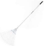 Easy Shopping® Adjustable Metal Rake Lawn Grass Leaf Rake, 148cm Long with 45cm Folding Head for Lawn and Garden Cleaning, Telescopic Leaf Rake, Silver, Metal Adjusting Buckle